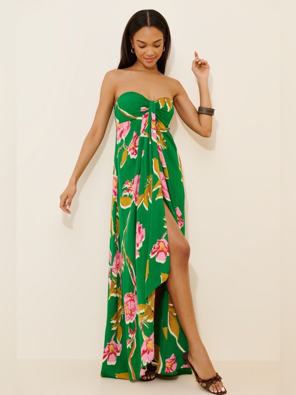 ATSU Anthropologies Strapless Sash Maxi Dress Size Small